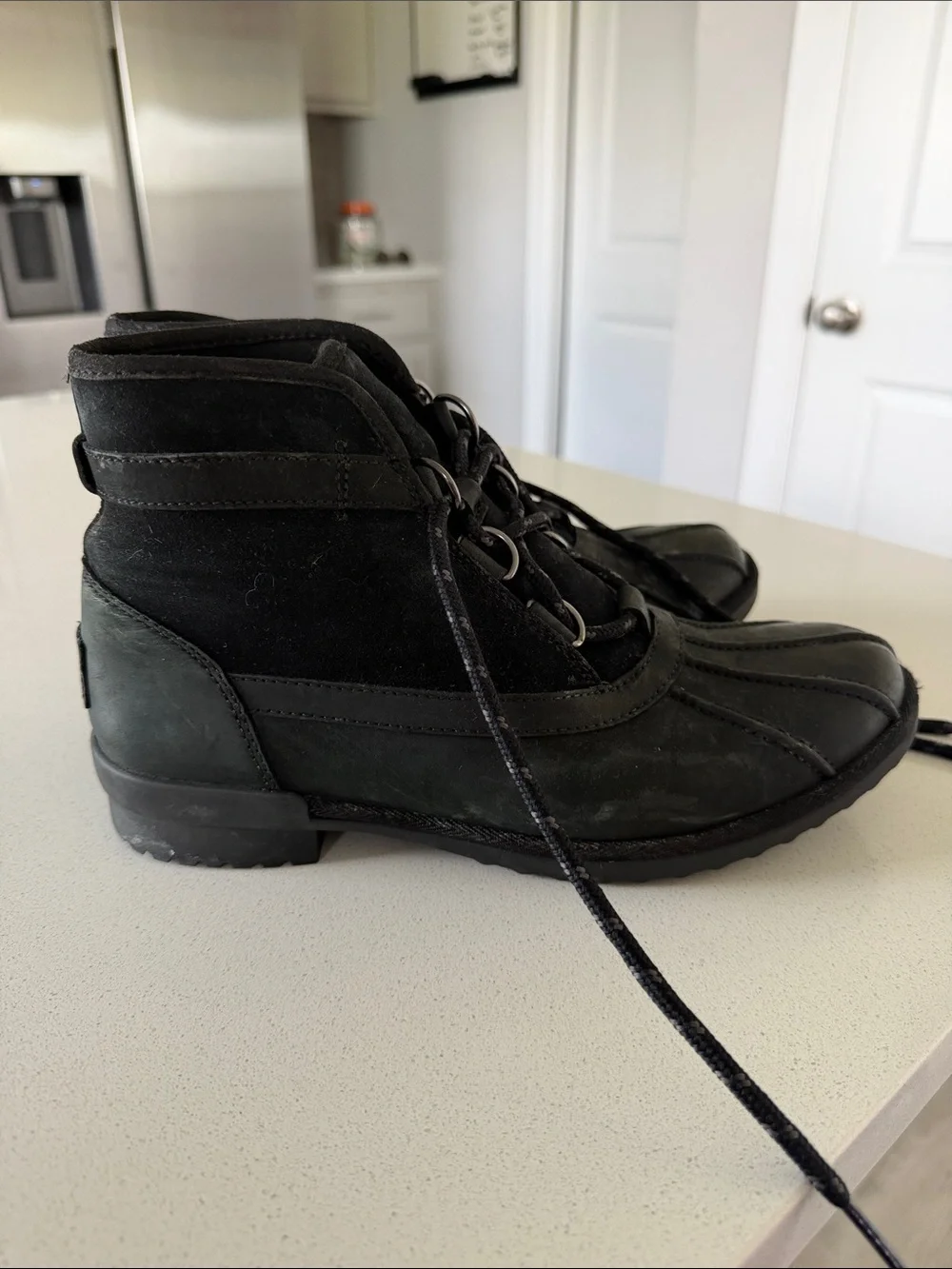 UGG Black Lace-Up Winter Rain Boots